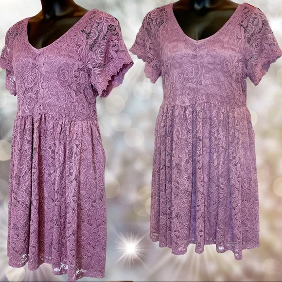 Torrid Purple Lace Skater Dress Size 1 1XL & 2 2XL New with tags - Picture 9 of 15